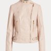 Pink Women’s Ralph Lauren Lambskin Moto Jackets