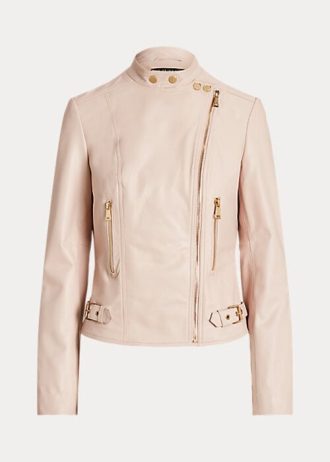 Pink Women’s Ralph Lauren Lambskin Moto Jackets