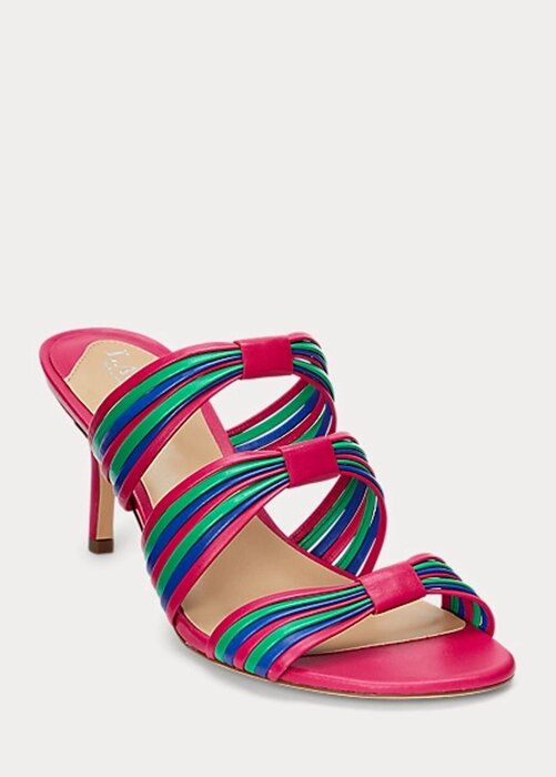 Pink Women’s Ralph Lauren Lorraine Striped Nappa Leather Sandals Pink Women’s Ralph Lauren Lorraine Striped Nappa Leather Sandals