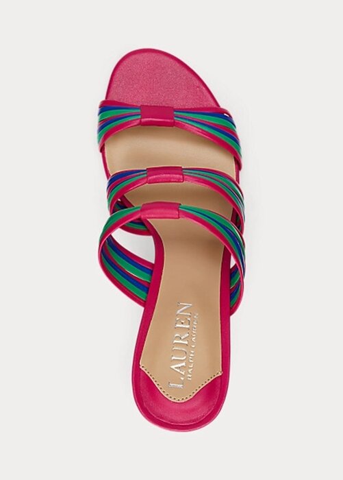 Pink Women’s Ralph Lauren Lorraine Striped Nappa Leather Sandals Pink Women’s Ralph Lauren Lorraine Striped Nappa Leather Sandals