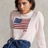Pink Women’s Ralph Lauren Pink Pony Flag Cotton Sweaters Pink Women’s Ralph Lauren Pink Pony Flag Cotton Sweaters