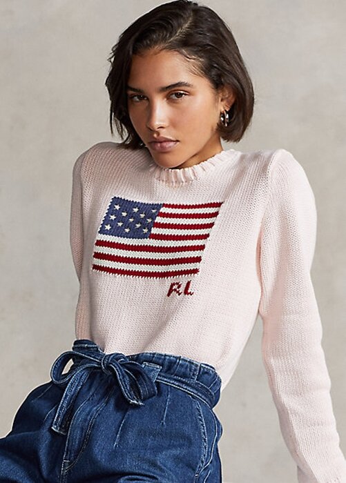 Pink Women’s Ralph Lauren Pink Pony Flag Cotton Sweaters Pink Women’s Ralph Lauren Pink Pony Flag Cotton Sweaters