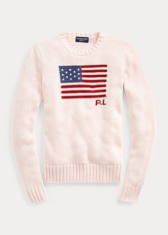 Pink Women’s Ralph Lauren Pink Pony Flag Cotton Sweaters