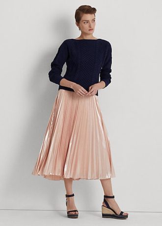 Pink Women’s Ralph Lauren Pleated Metallic Chiffon Skirts