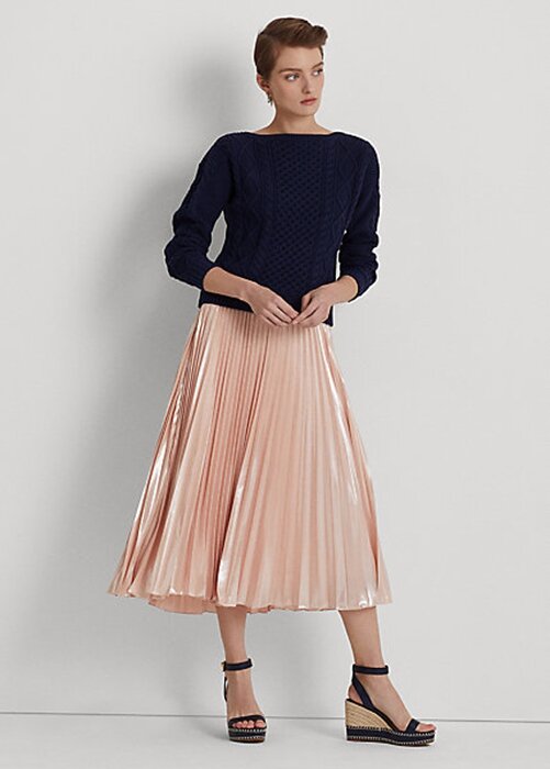 Pink Women’s Ralph Lauren Pleated Metallic Chiffon Skirts Pink Women’s Ralph Lauren Pleated Metallic Chiffon Skirts