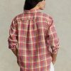 Pink Women’s Ralph Lauren Relaxed Fit Plaid Linen Shirts