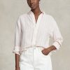 Pink Women’s Ralph Lauren Relaxed Fit Striped Linen Shirts