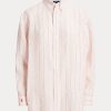 Pink Women’s Ralph Lauren Relaxed Fit Striped Linen Shirts