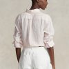 Pink Women’s Ralph Lauren Relaxed Fit Striped Linen Shirts