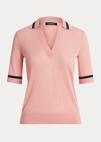 Pink Women’s Ralph Lauren Silk-Blend Short-Sleeve Sweaters