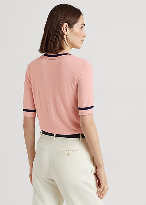 Pink Women’s Ralph Lauren Silk-Blend Short-Sleeve Sweaters Pink Women’s Ralph Lauren Silk-Blend Short-Sleeve Sweaters