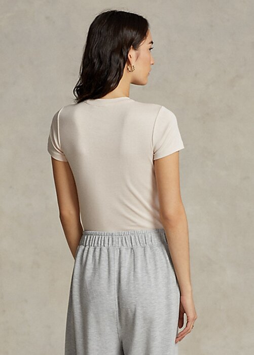 Pink Women’s Ralph Lauren Slim Graphic Ribbed Cotton T Shirts Pink Women’s Ralph Lauren Slim Graphic Ribbed Cotton T Shirts