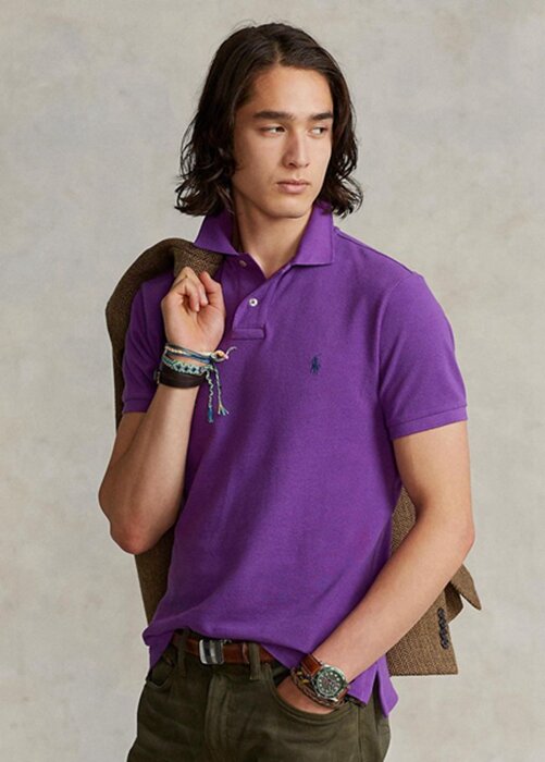 Purple Men’s Ralph Lauren Custom Slim Fit Mesh Polo Shirts Purple Men’s Ralph Lauren Custom Slim Fit Mesh Polo Shirts