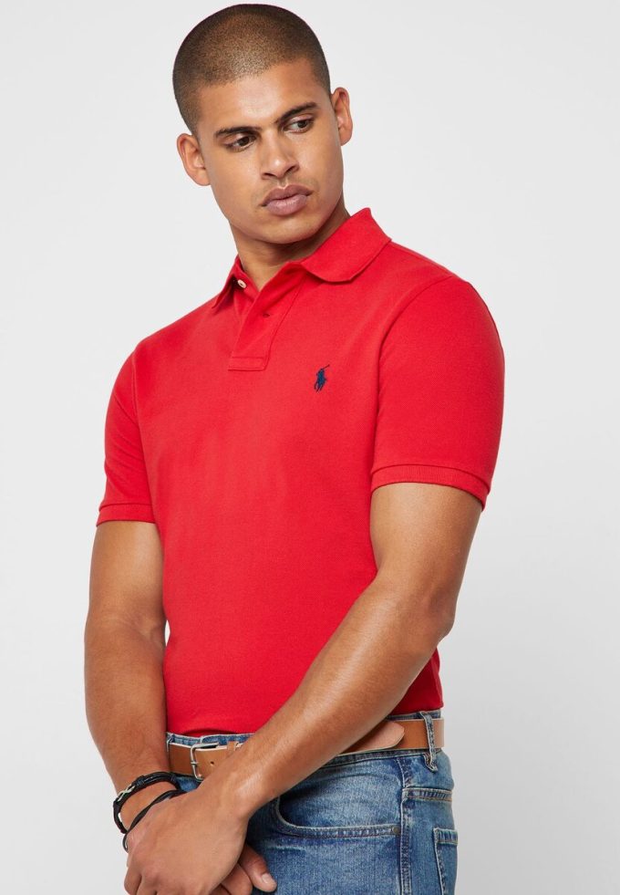 Red Men’s Ralph Lauren Basic Mesh Polo Shirts Red Men’s Ralph Lauren Basic Mesh Polo Shirts