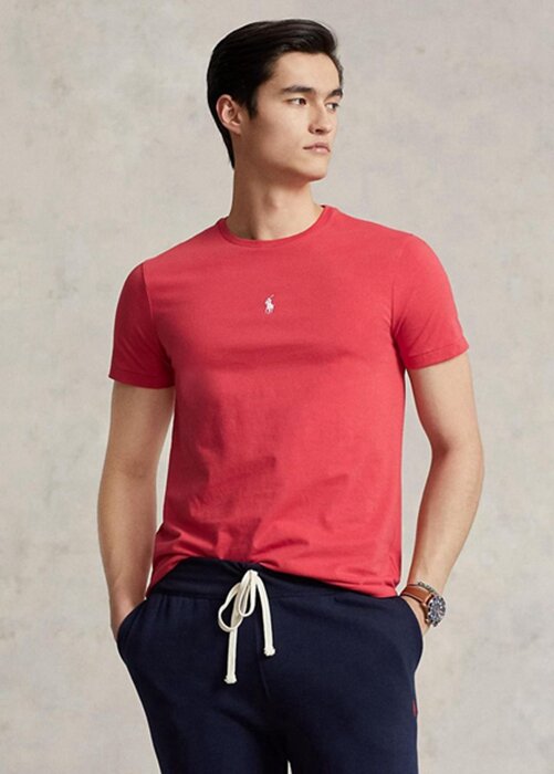 Red Men’s Ralph Lauren Custom Slim Fit Crewneck T Shirts Red Men’s Ralph Lauren Custom Slim Fit Crewneck T Shirts