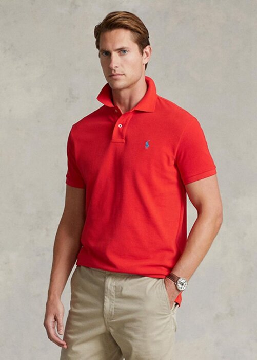 Red Men’s Ralph Lauren Custom Slim Fit Mesh Polo Shirts Red Men’s Ralph Lauren Custom Slim Fit Mesh Polo Shirts