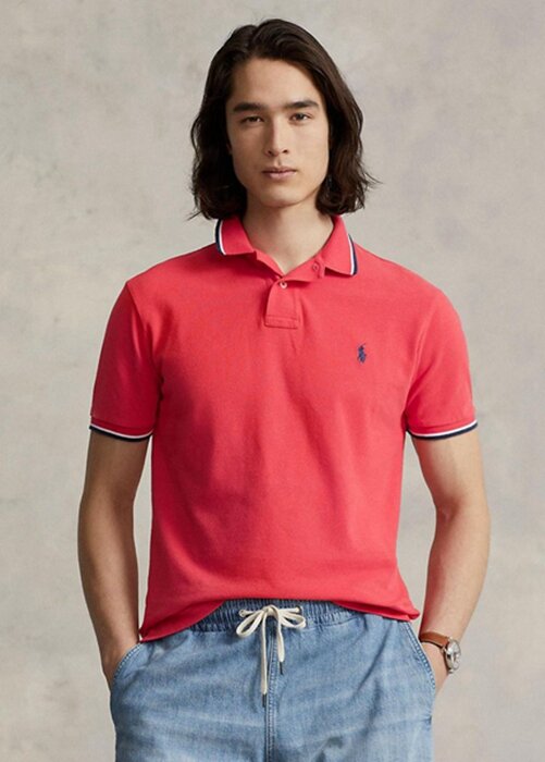 Red Men’s Ralph Lauren Custom Slim Fit Mesh Polo Shirts Red Men’s Ralph Lauren Custom Slim Fit Mesh Polo Shirts