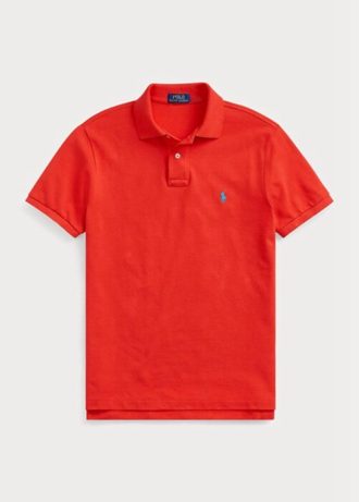 Red Men’s Ralph Lauren Custom Slim Fit Mesh Polo Shirts