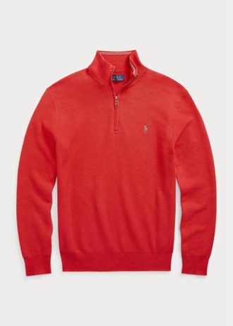 Red Men’s Ralph Lauren Mesh-knit Cotton Quarter-zip Jumper  Sweaters