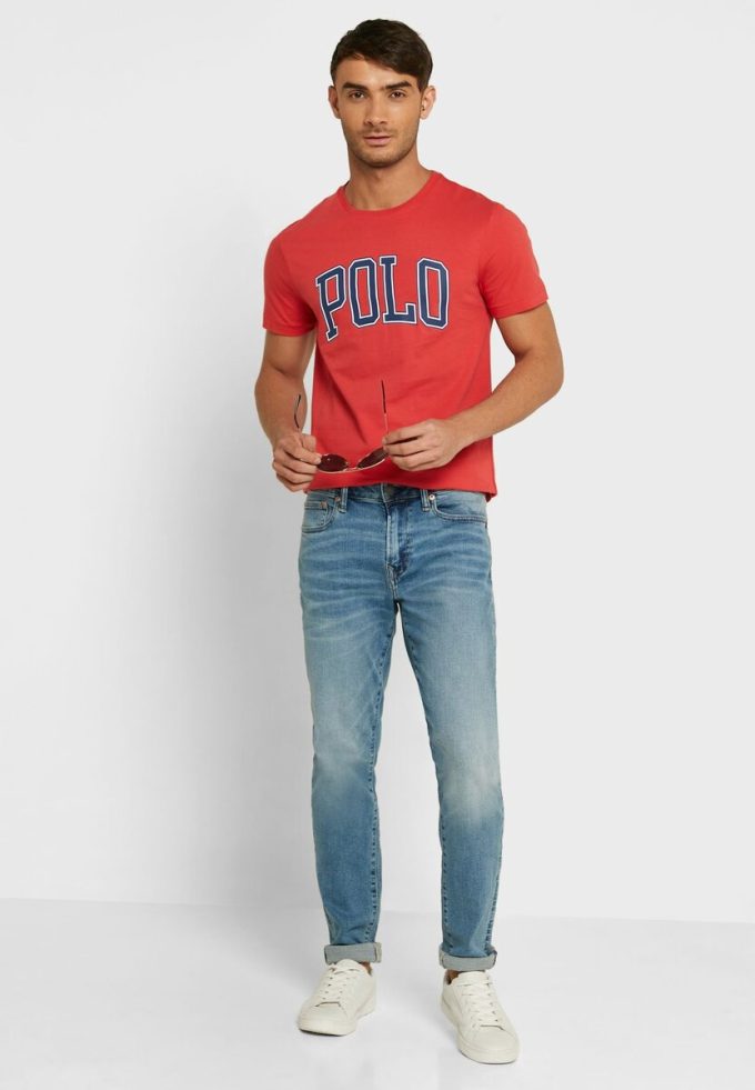 Red Men’s Ralph Lauren Slogan Crew Neck T Shirts