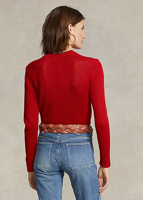 Red Women’s Ralph Lauren Cotton Crewneck Sweaters Red Women’s Ralph Lauren Cotton Crewneck Sweaters