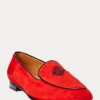 Red Women’s Ralph Lauren Laurel Embroidered Goat-Suede Loafers Red Women’s Ralph Lauren Laurel Embroidered Goat-Suede Loafers