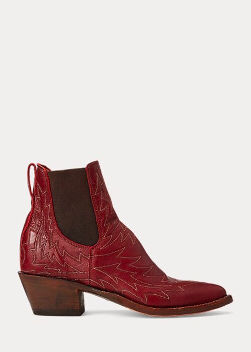 Red Women’s Ralph Lauren Lottie Embroidered Leather Boots Red Women’s Ralph Lauren Lottie Embroidered Leather Boots