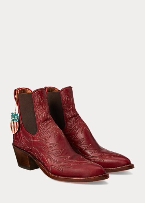 Red Women’s Ralph Lauren Lottie Embroidered Leather Boots Red Women’s Ralph Lauren Lottie Embroidered Leather Boots