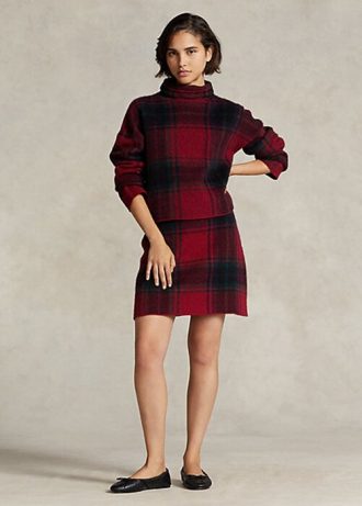 Red Women’s Ralph Lauren Plaid Alpaca-Blend Skirts