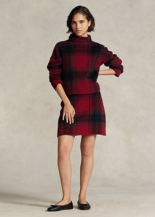 Red Women’s Ralph Lauren Plaid Alpaca-Blend Skirts Red Women’s Ralph Lauren Plaid Alpaca-Blend Skirts