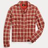 Red Women’s Ralph Lauren Plaid-Print Jersey Camp Shirts Red Women’s Ralph Lauren Plaid-Print Jersey Camp Shirts