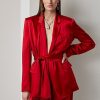 Red Women’s Ralph Lauren Quinton Belted Satin Jackets