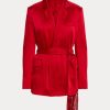 Red Women’s Ralph Lauren Quinton Belted Satin Jackets