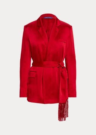Red Women’s Ralph Lauren Quinton Belted Satin Jackets