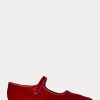 Red Women’s Ralph Lauren Velvet Mary Jane Pointed Flat Shoes