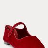 Red Women’s Ralph Lauren Velvet Mary Jane Pointed Flat Shoes
