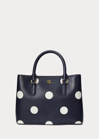 Refined Navy/Vanilla Women’s Ralph Lauren Polka-Dot Leather Small Marcy Satchel Bags