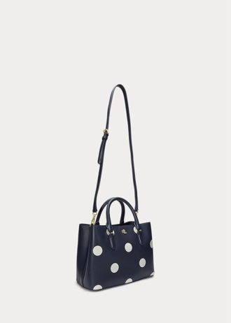 Refined Navy/Vanilla Women’s Ralph Lauren Polka-Dot Leather Small Marcy Satchel Bags