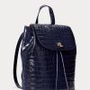 Refined Navy Women’s Ralph Lauren Embossed Leather Medium Winny Backpacks