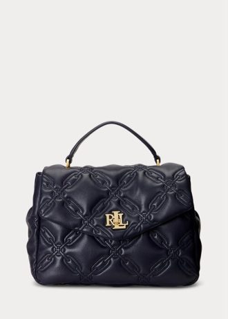 Refined Navy Women’s Ralph Lauren Quilted Leather Medium Farrah Satchel Bags