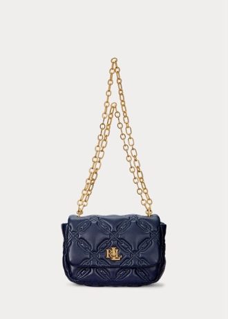 Refined Navy Women’s Ralph Lauren Quilted Nappa Leather Medium Shoulder Bags