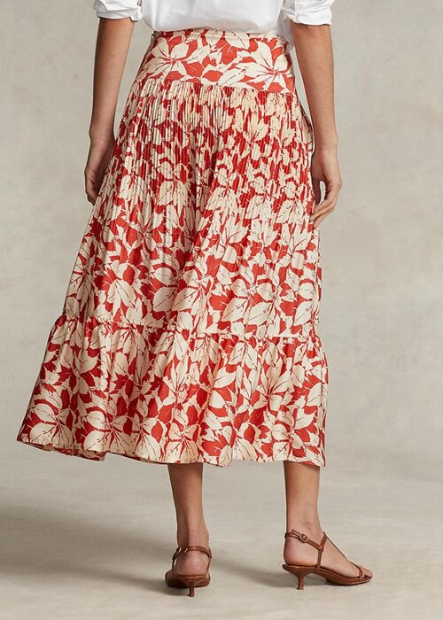 Rose Women’s Ralph Lauren Print Satin Pleated A-line Midi Skirts Rose Women’s Ralph Lauren Print Satin Pleated A-line Midi Skirts