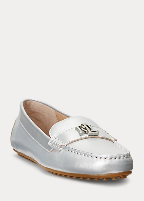 Silver Women’s Ralph Lauren Barnsbury Metallic Nappa Leather Driver Flat Shoes Silver Women’s Ralph Lauren Barnsbury Metallic Nappa Leather Driver Flat Shoes