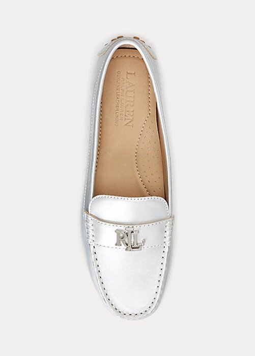 Silver Women’s Ralph Lauren Barnsbury Metallic Nappa Leather Driver Flat Shoes Silver Women’s Ralph Lauren Barnsbury Metallic Nappa Leather Driver Flat Shoes