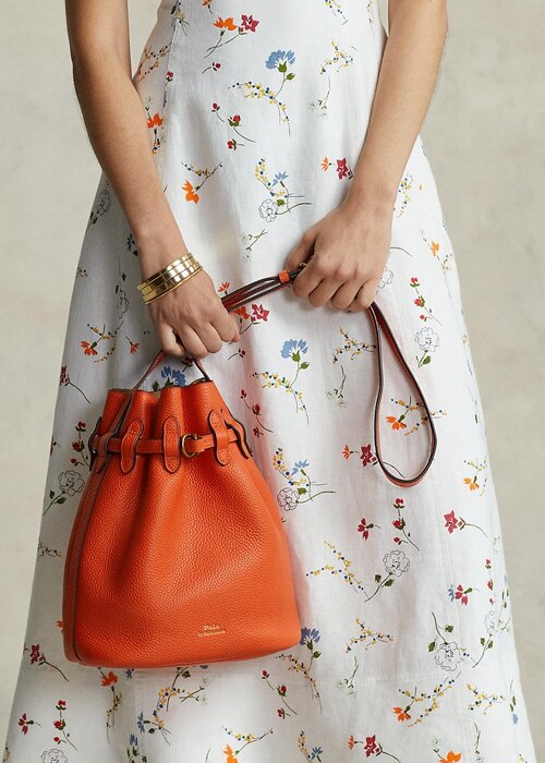 Sunset Orange Women’s Ralph Lauren Leather Medium Bellport Bucket Bags Sunset Orange Women’s Ralph Lauren Leather Medium Bellport Bucket Bags