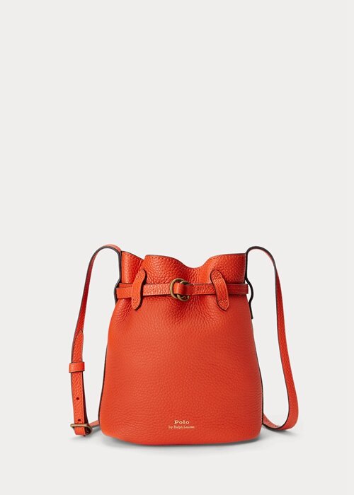 Sunset Orange Women’s Ralph Lauren Leather Small Bellport Bucket Bags Sunset Orange Women’s Ralph Lauren Leather Small Bellport Bucket Bags