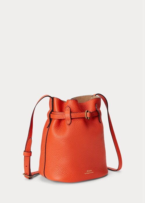 Sunset Orange Women’s Ralph Lauren Leather Small Bellport Bucket Bags Sunset Orange Women’s Ralph Lauren Leather Small Bellport Bucket Bags