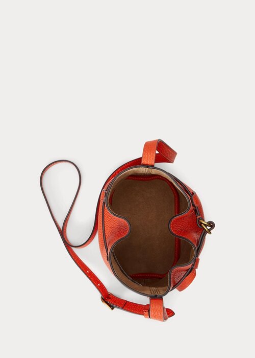 Sunset Orange Women’s Ralph Lauren Leather Small Bellport Bucket Bags Sunset Orange Women’s Ralph Lauren Leather Small Bellport Bucket Bags