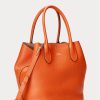 Sunset Orange Women’s Ralph Lauren Reversible Leather Medium Bellport Tote Bags