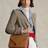 Tan Women’s Ralph Lauren Polo ID Calfskin Envelope Crossbody Bags